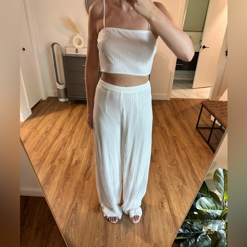 White sequin 2 piece set